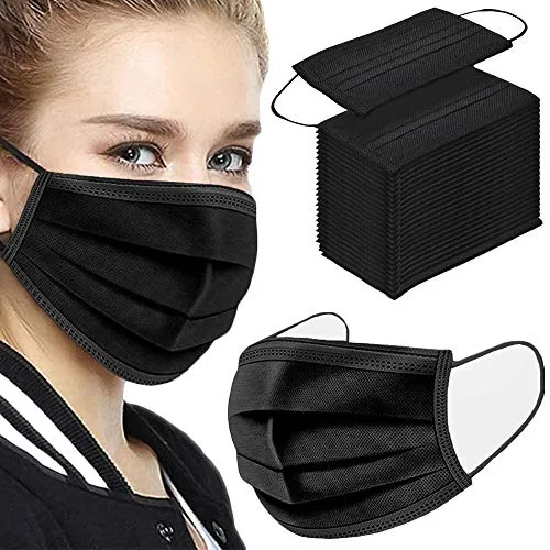 100PCS 3 ply black disposable face mask filter protection face masks