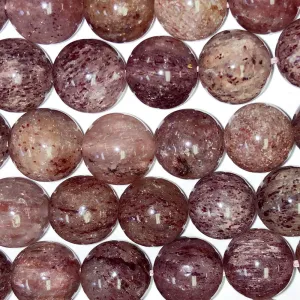 10mm Round Grade A Gemstone Beads - Strawberry Quartz (Pack of 10)