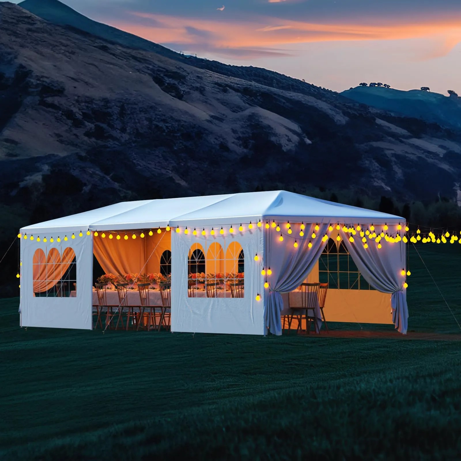 10x30 Outdoor Party Tent White Tents for Parties Heavy Duty Canopy Tent Patio Gazebo Shelter with 7 Removable Sidewalls Wedding BBQ Events Tent for Birthday Graduation Backyard Garden