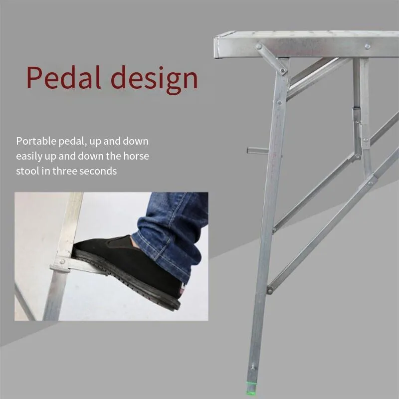 1.3m Thickened Horse Ladder Lifting Scaffold Platform Multifunctional Folding Portable Horse Stool Mobile Platform Ladder Square Tube 1.6m*30cm