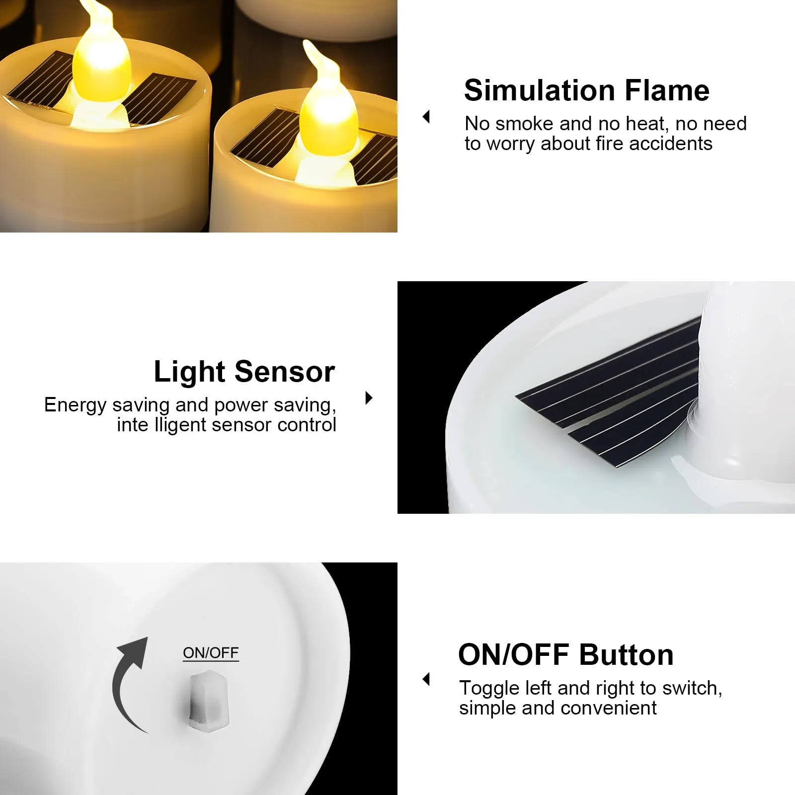 6 Pieces Solar Tea Light Candles Flameless Outdoor Waterproof Solar Tea Lights Rechargeable Candles with Dusk to Dawn Flickering Light Sensor for Party Garden Home Decor (Stylish)