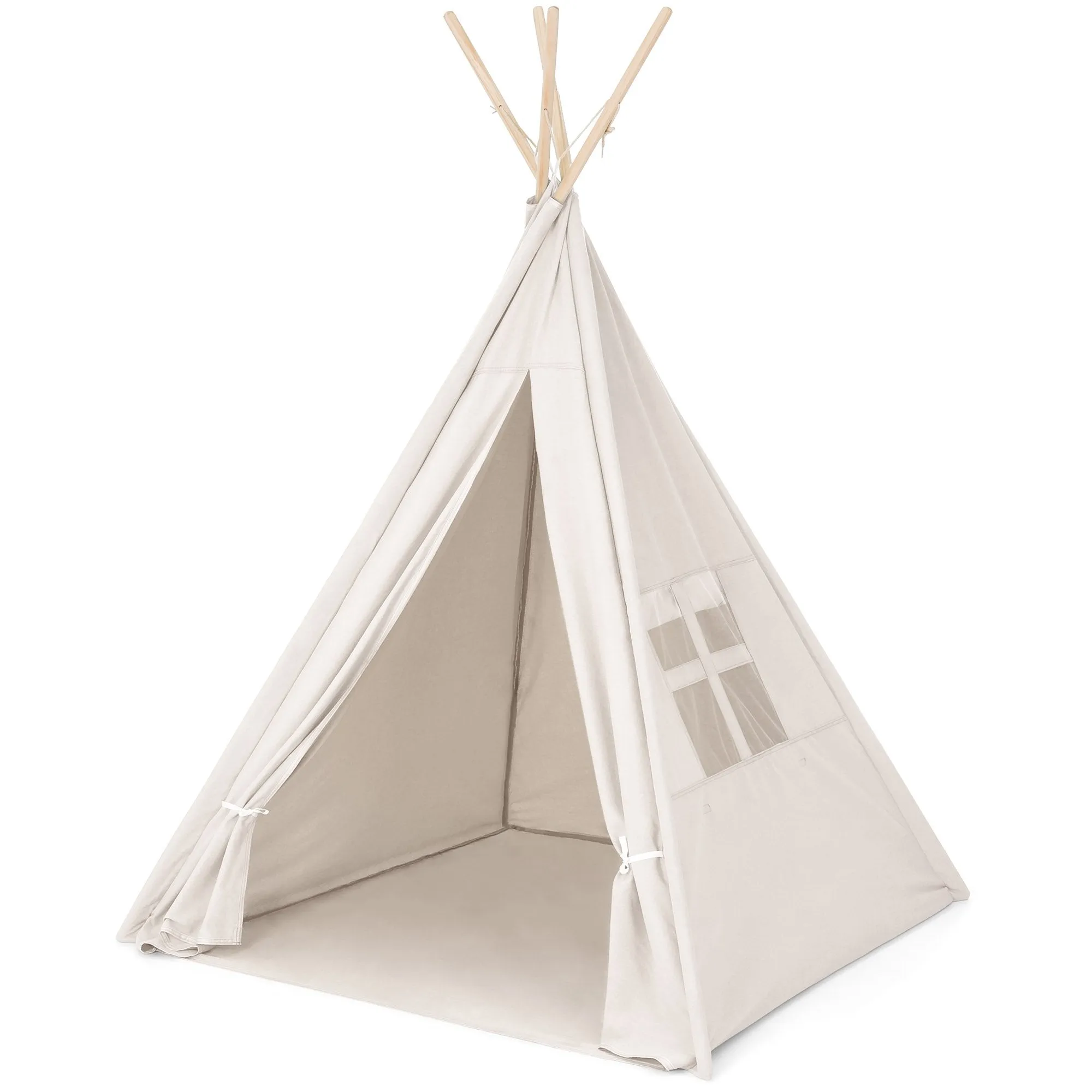 6ft Kids Pretend Cotton Teepee Play Tent w/ Mesh Window, Carrying Case