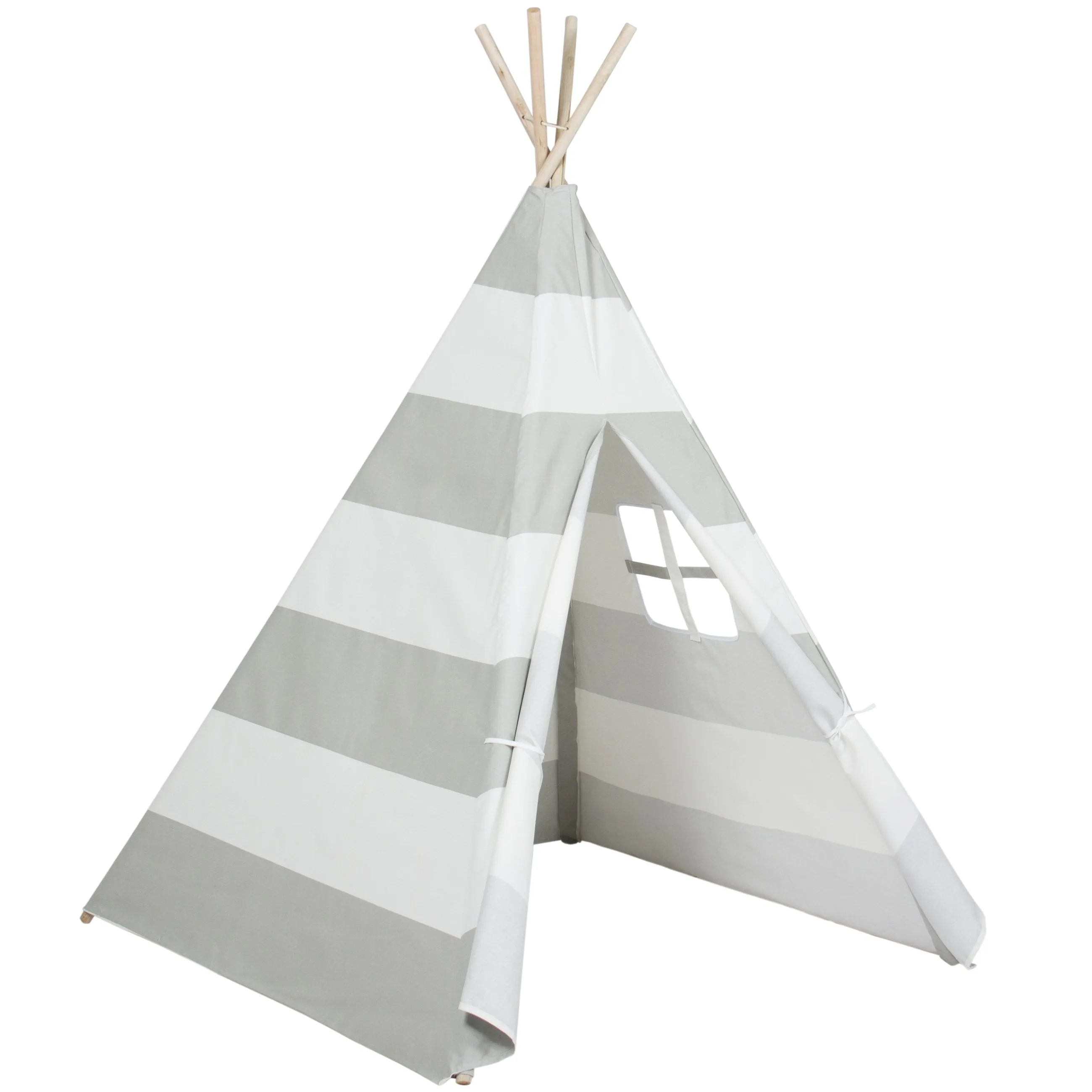 6ft Kids Pretend Cotton Teepee Play Tent w/ Mesh Window, Carrying Case