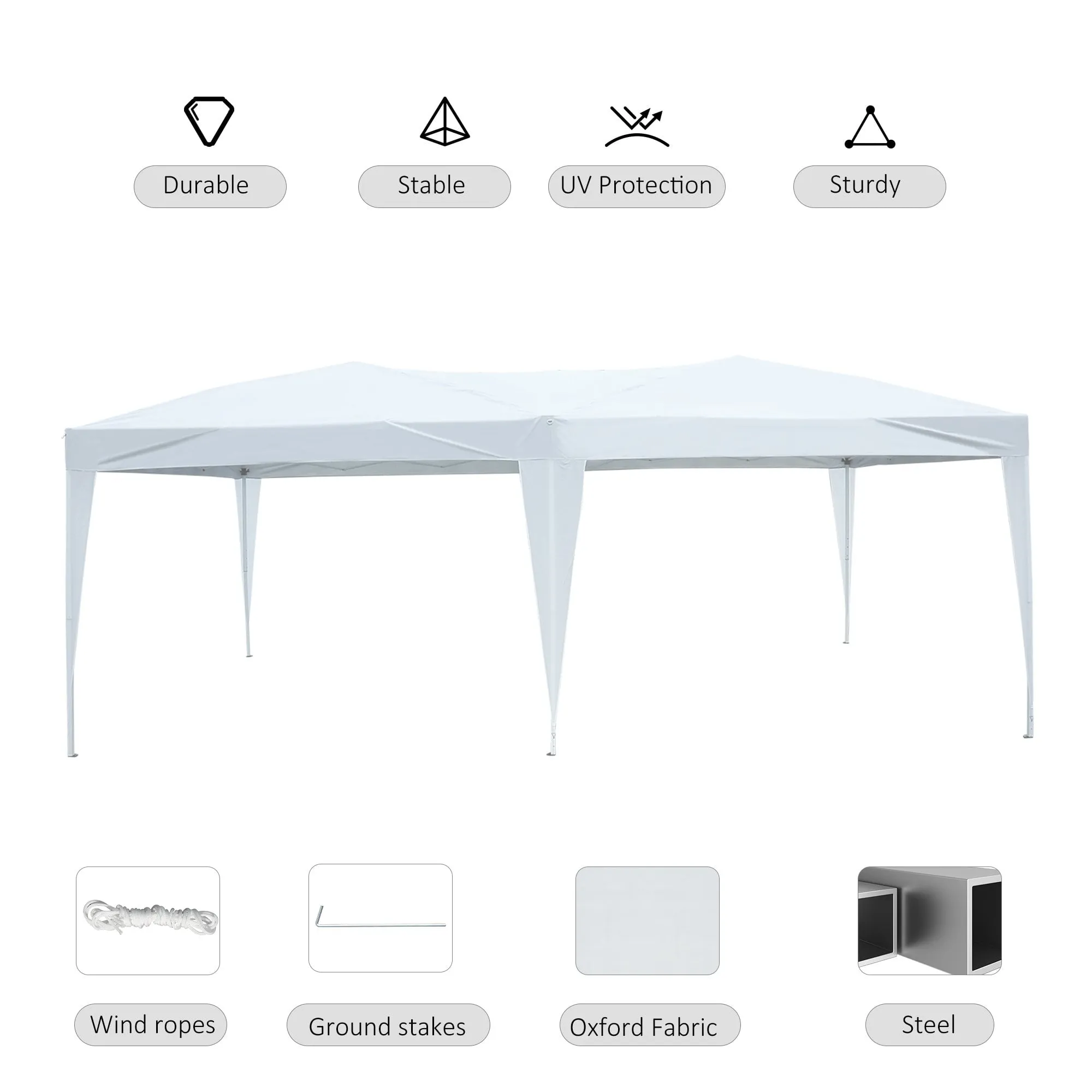 6m x 3m Waterproof Pop Up Party Tent / Marquee - White