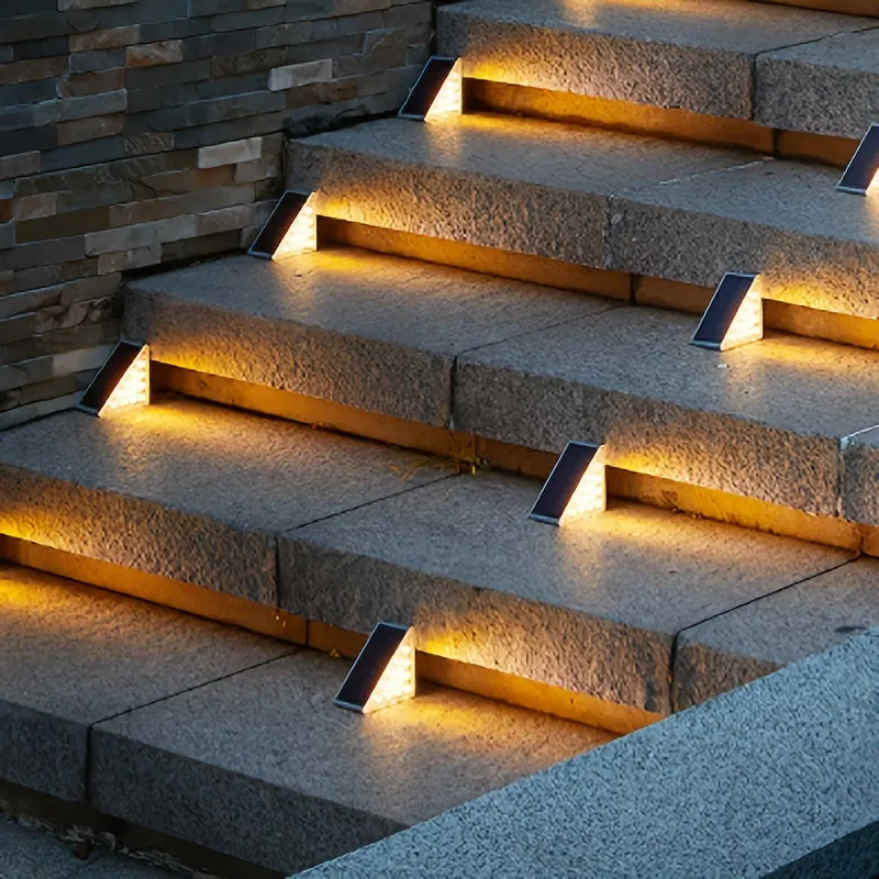 6pcs/12pcs Solar Pathway Lights, Outdoor Waterproof, Footstep Stairs Step Aisle Landscape Lights