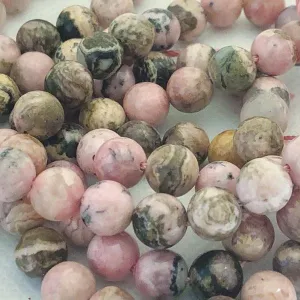 8mm Round Gemstone Beads - Natural Rhodochrosite (10 Pack)