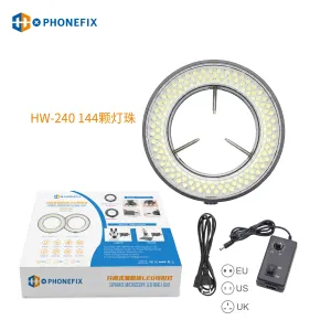 Adjustable 144/60 LEDs Microscope Ring Light with Adapter