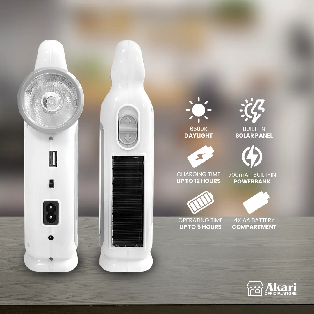 Akari B1G1 : 8 Rechargeable DeskFan (ARF-3509)   Lantern w/ Searchlight (ARL-K9821)