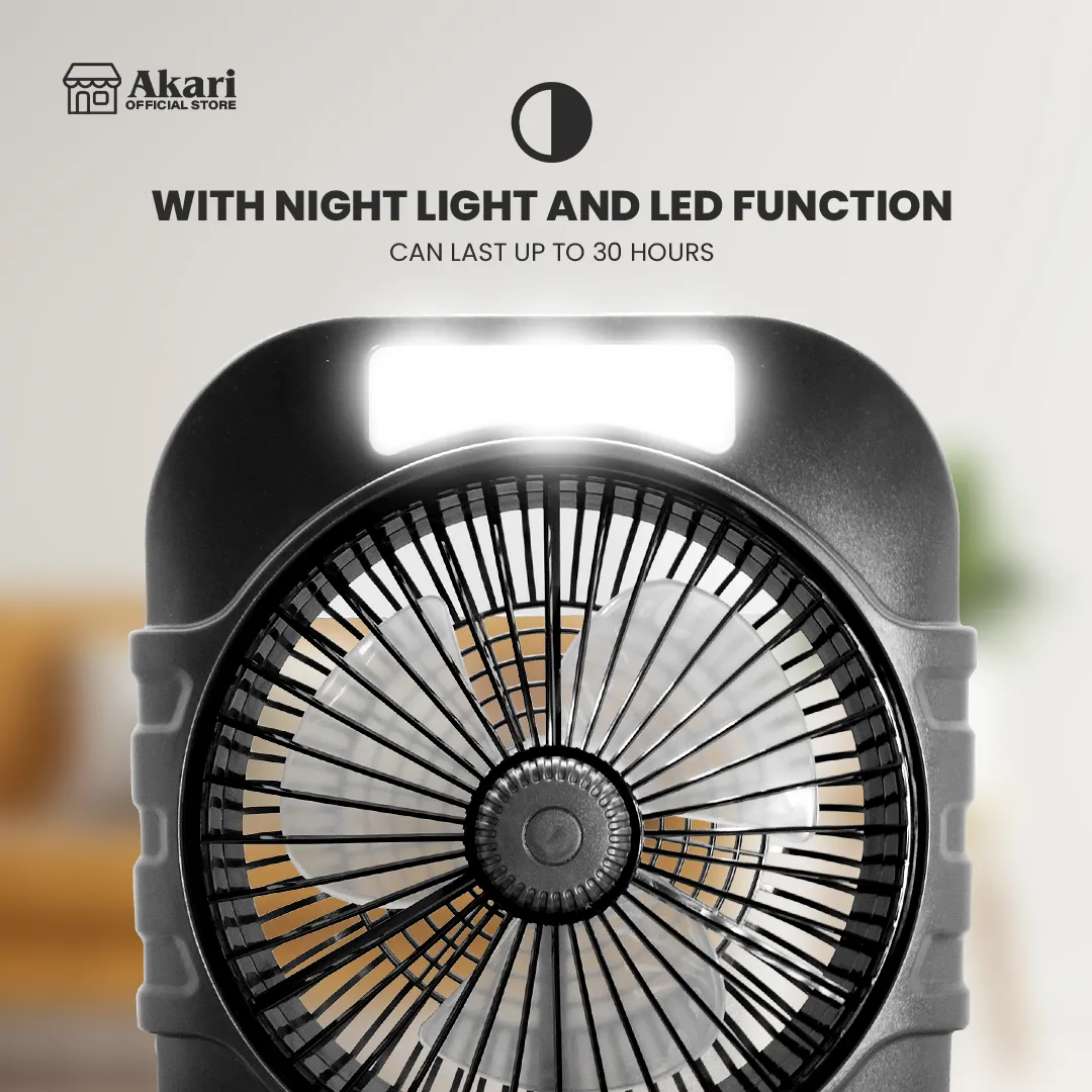 Akari B1G1 : 8 Rechargeable DeskFan (ARF-3509)   Lantern w/ Searchlight (ARL-K9821)