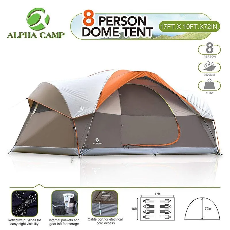 ALPHA CAMP Camping Tents 8 Person Tent Waterproof Family Tent