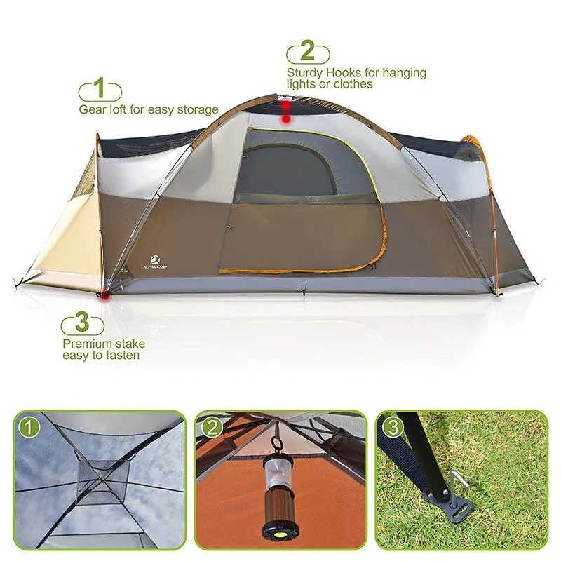 ALPHA CAMP Camping Tents 8 Person Tent Waterproof Family Tent