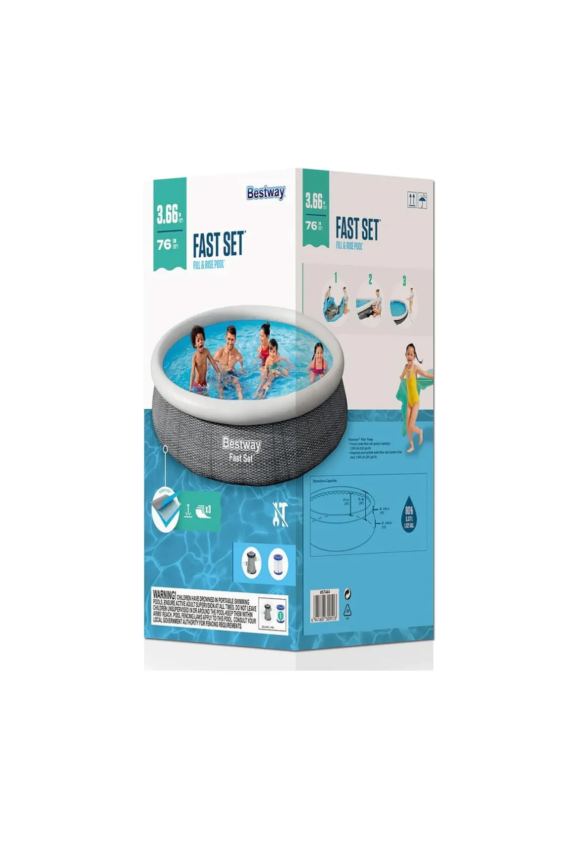 Bestway 3.66m Fast Set Fill & Rise Pool - 76cm