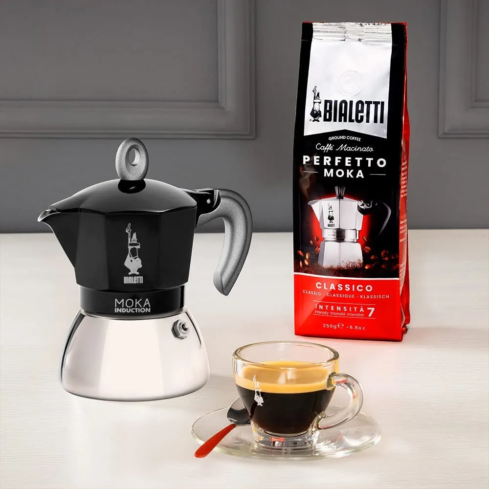 Bialetti - Moka Induction, Moka Pot, Suitable for all Types of Hobs, 6 Cups Espresso (7.9 Oz Espresso), Black