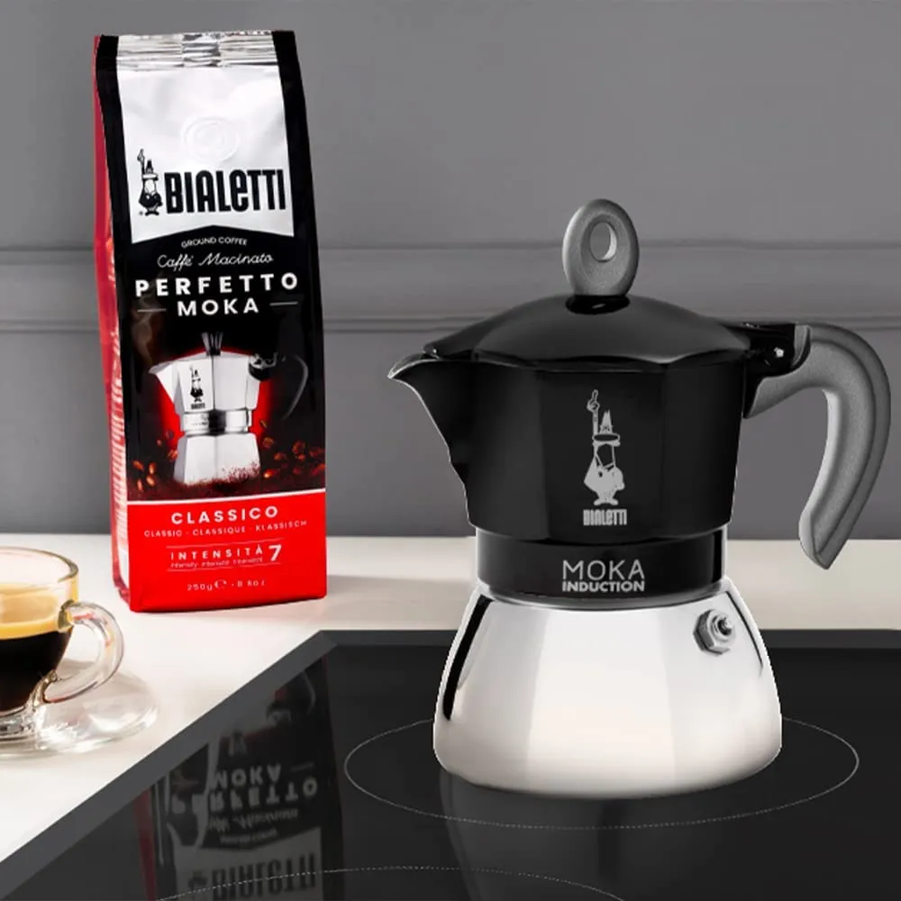 Bialetti - Moka Induction, Moka Pot, Suitable for all Types of Hobs, 6 Cups Espresso (7.9 Oz Espresso), Black