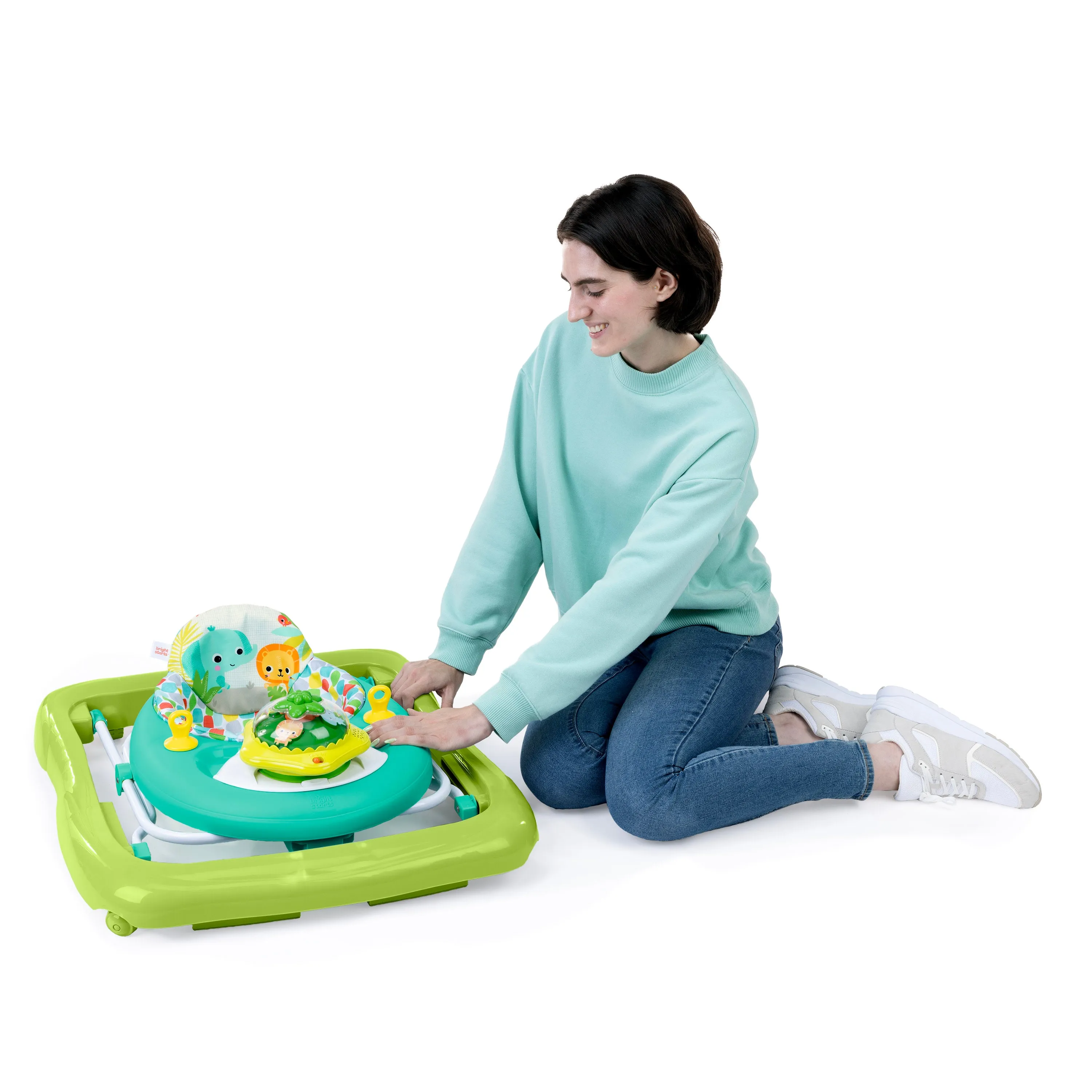 Bright Starts Wanderlights 2-in-1 Baby Walker, Blue Green