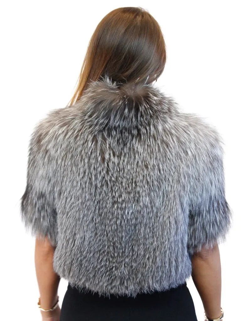 CANADIAN SILVER FOX FUR SHORT SLEEVED BOLERO JACKET