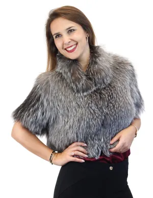 CANADIAN SILVER FOX FUR SHORT SLEEVED BOLERO JACKET