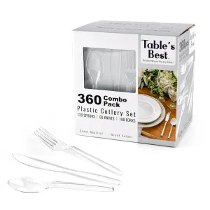 Clear Disposable Cutlery  Set 360 Pcs