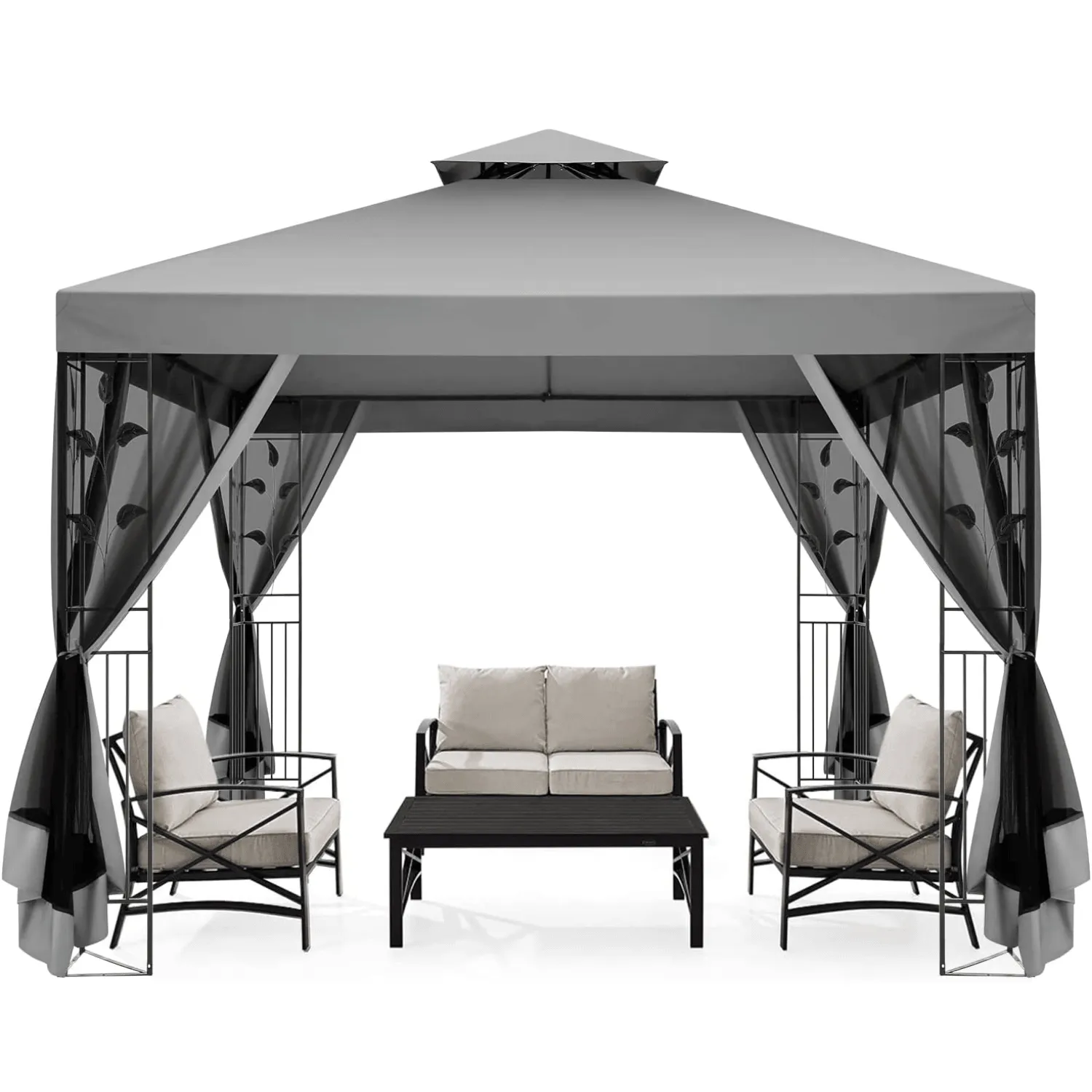 COBIZI 10x10 Outdoor Waterproof Canopy with Mosquito Netting Canopy