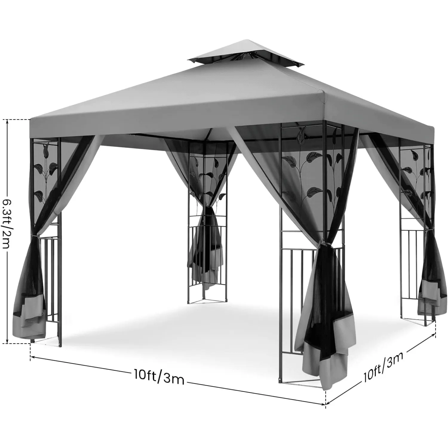 COBIZI 10x10 Outdoor Waterproof Canopy with Mosquito Netting Canopy