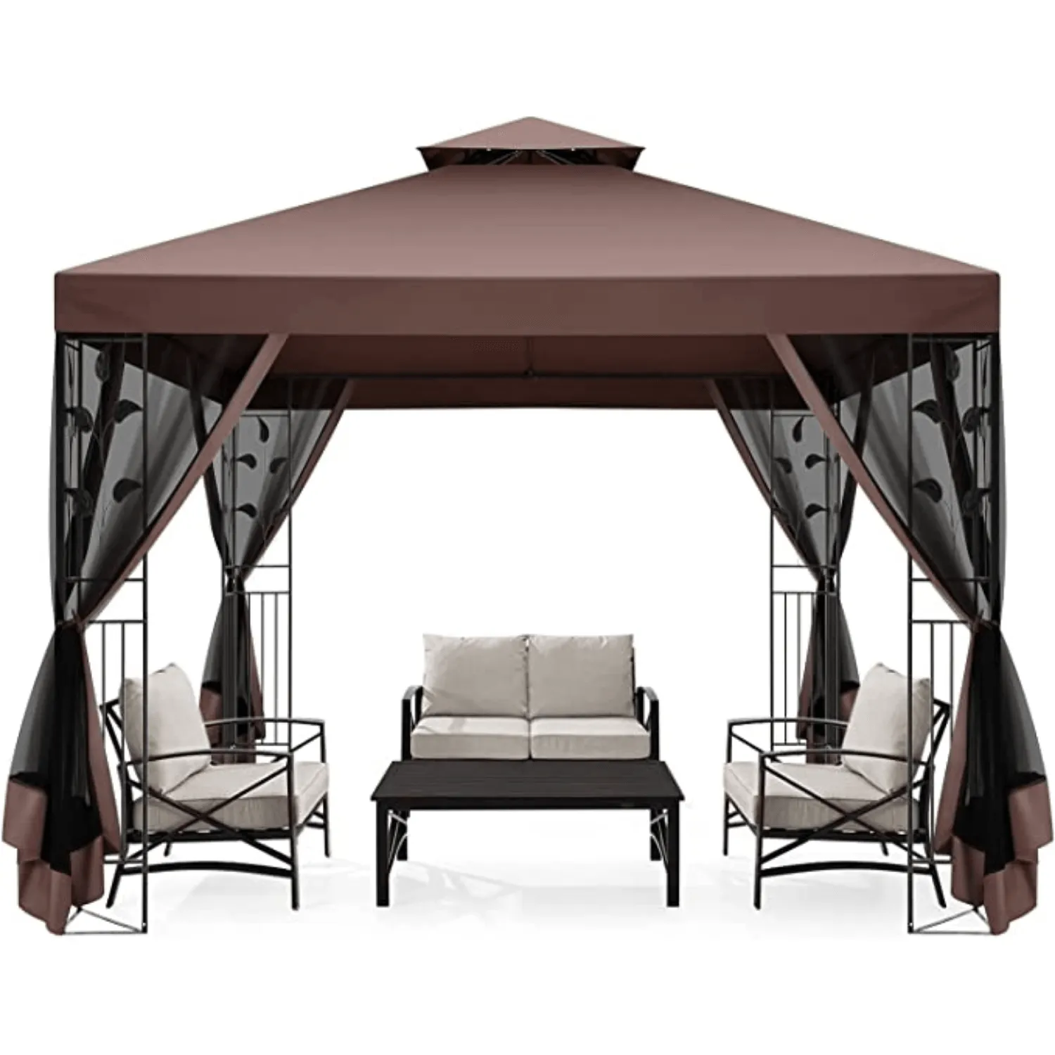 COBIZI 10x10 Outdoor Waterproof Canopy with Mosquito Netting Canopy