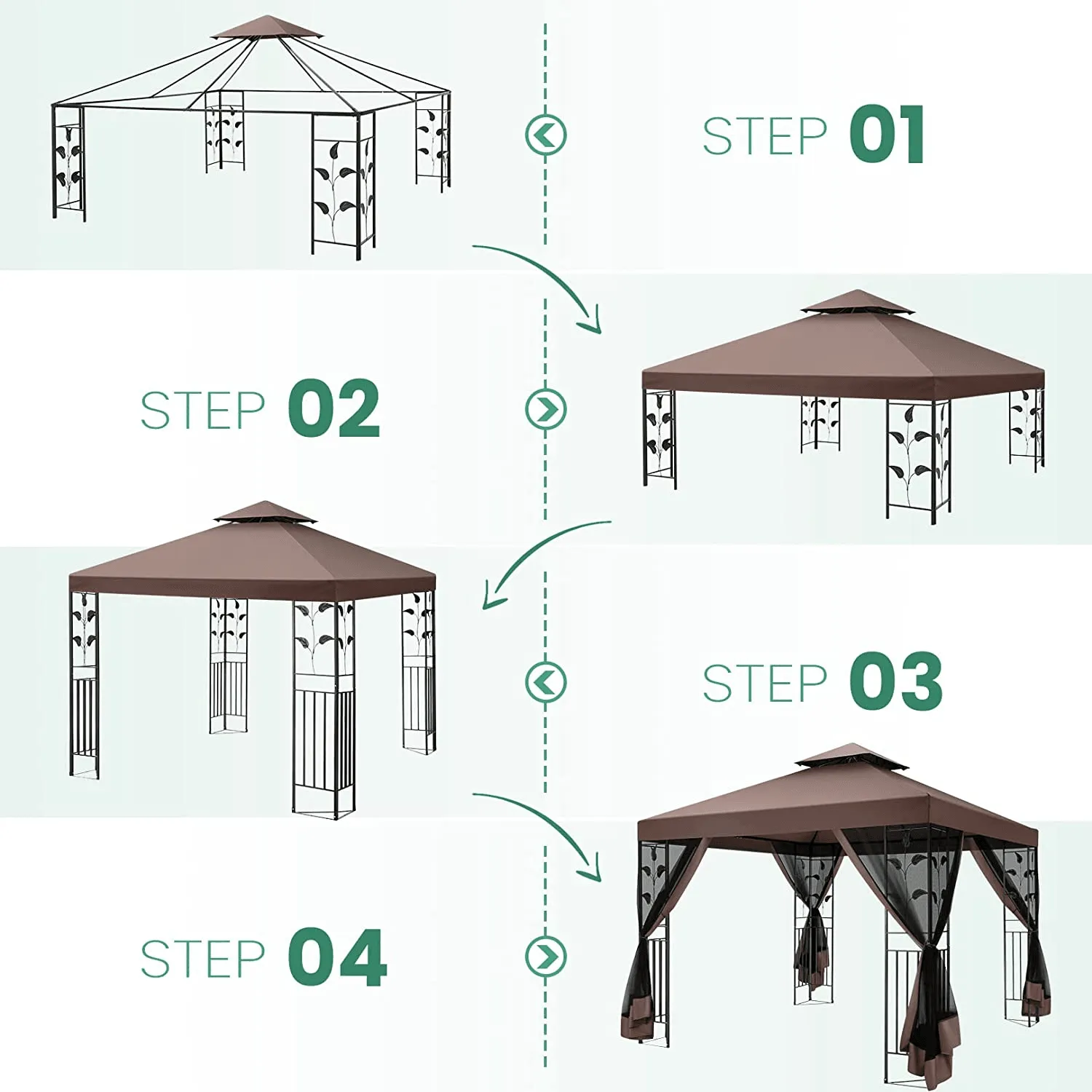 COBIZI 10x10 Outdoor Waterproof Canopy with Mosquito Netting Canopy