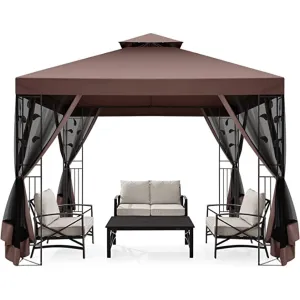 COBIZI 10x10 Outdoor Waterproof Canopy with Mosquito Netting Canopy