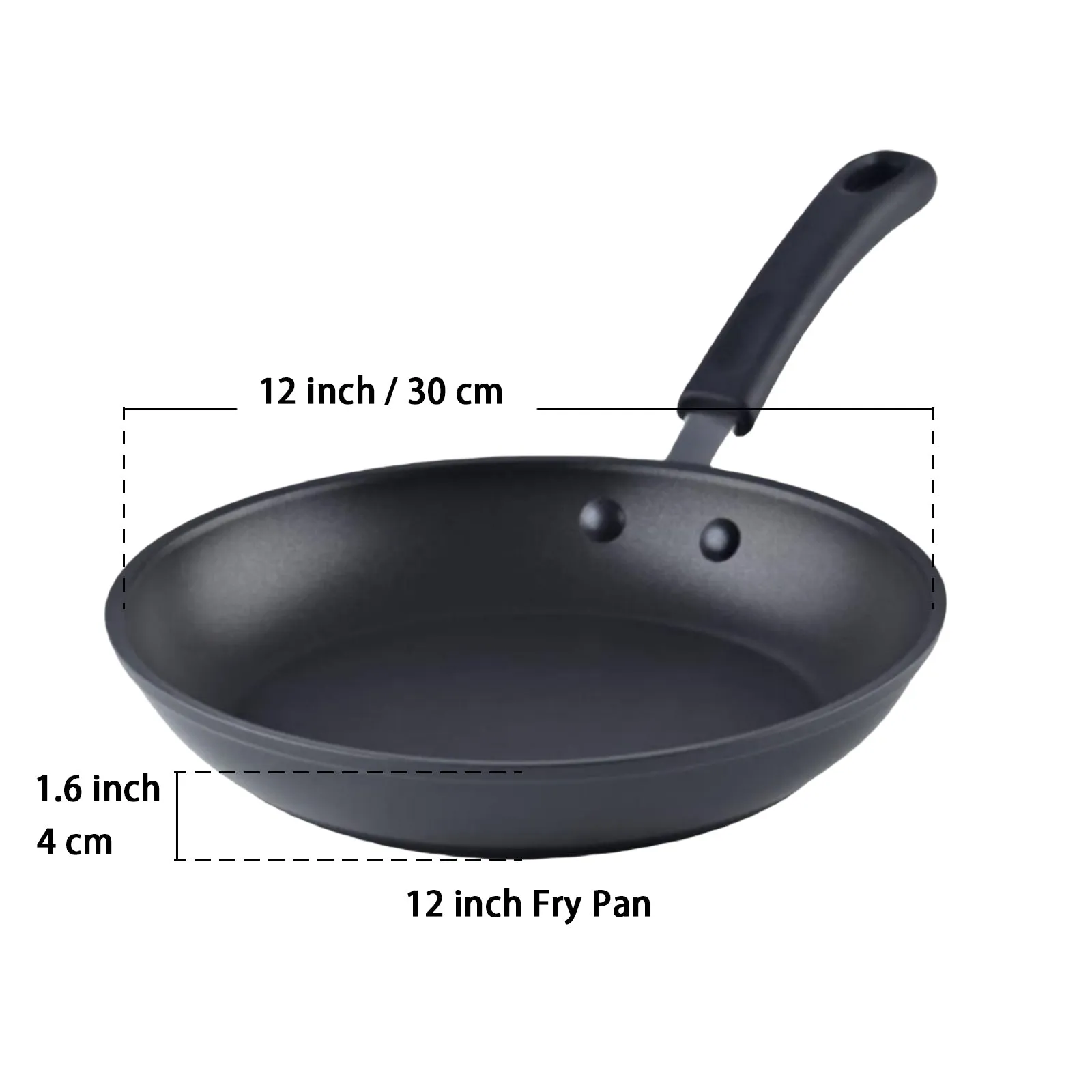 Cook N Home Nonstick Saute Fry Pan Professional Hard Anodized 12 inch Frying Pan with Lid, Dishwasher Safe with Stay-Cool Handles, Black