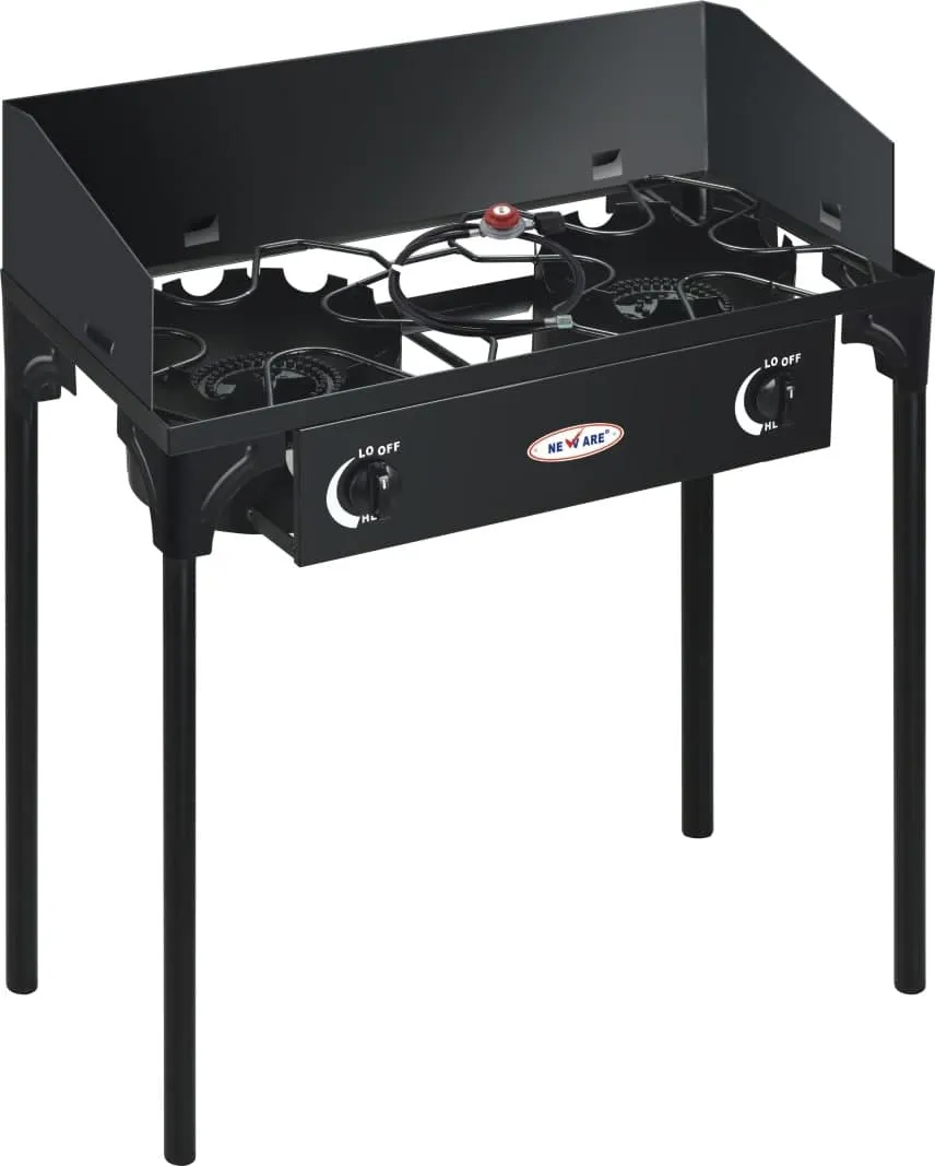 Double burner stove and reinforced griddle combo/Parrilla y Plancha doble reforzada