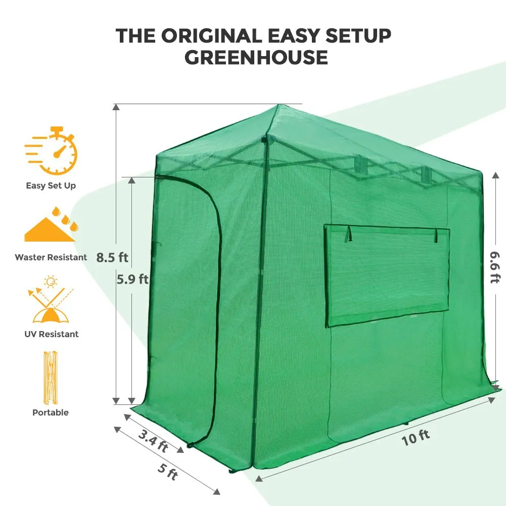 EAGLE PEAK 10x5 Portable Lean to Walk-in Greenhouse