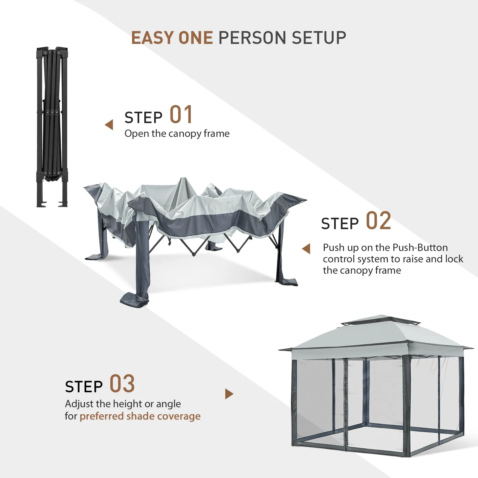 EAGLE PEAK 11x11 Pop-Up Gazebo Tent Instant with Mosquito Netting Outdoor Gazebo Shelter with 121 Square Feet of Shade