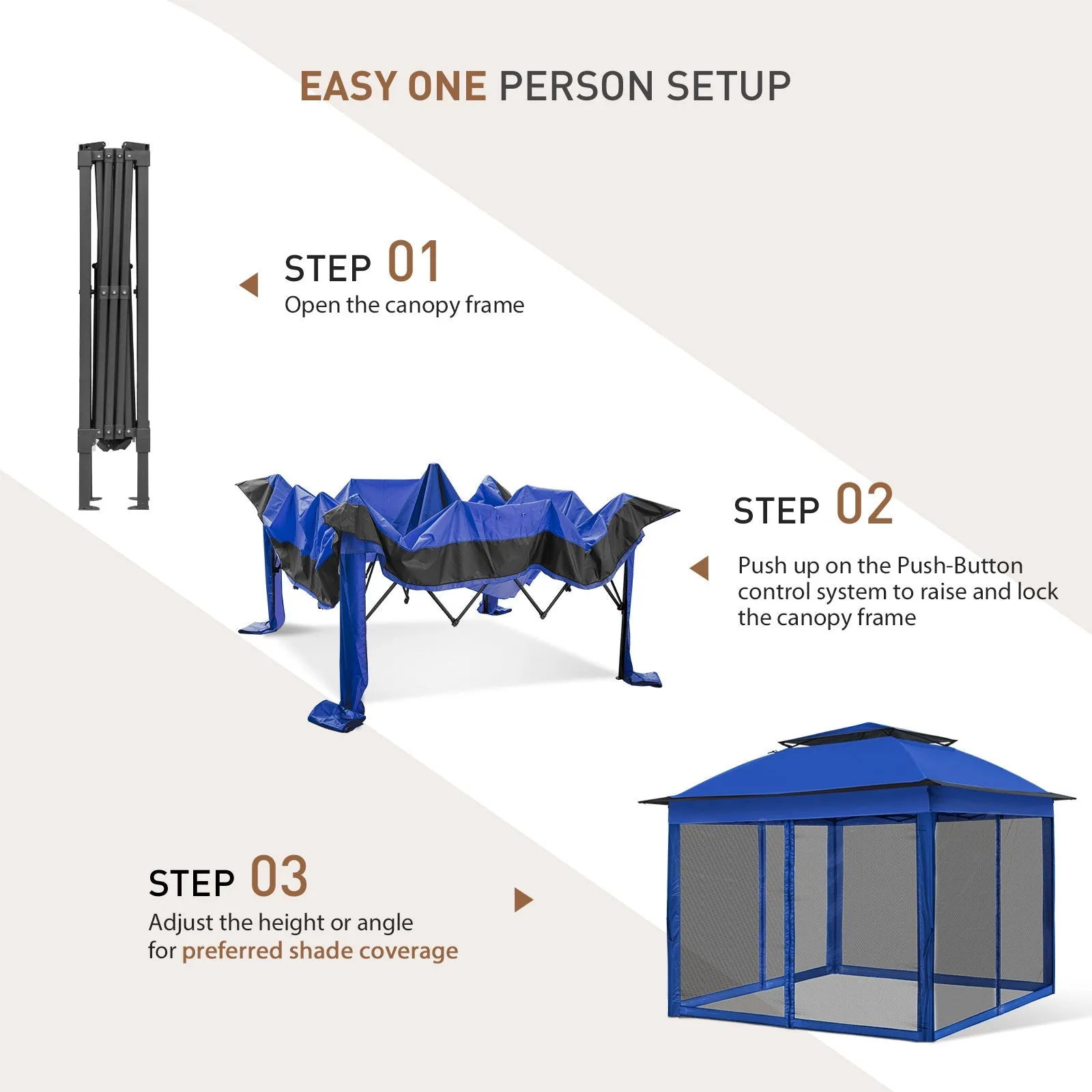 EAGLE PEAK 11x11 Pop-Up Gazebo Tent Instant with Mosquito Netting Outdoor Gazebo Shelter with 121 Square Feet of Shade