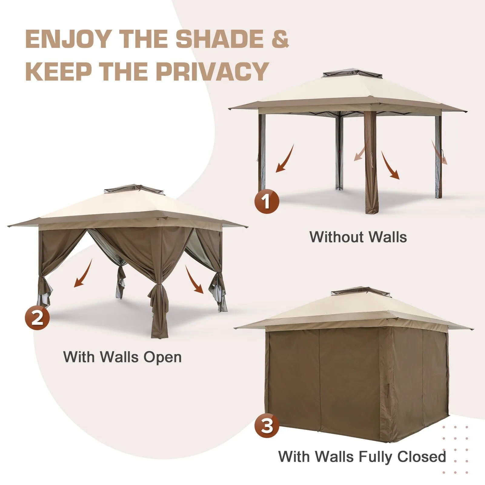 EAGLE PEAK 13x13 Pop Up Gazebo with 4 Wall Panels