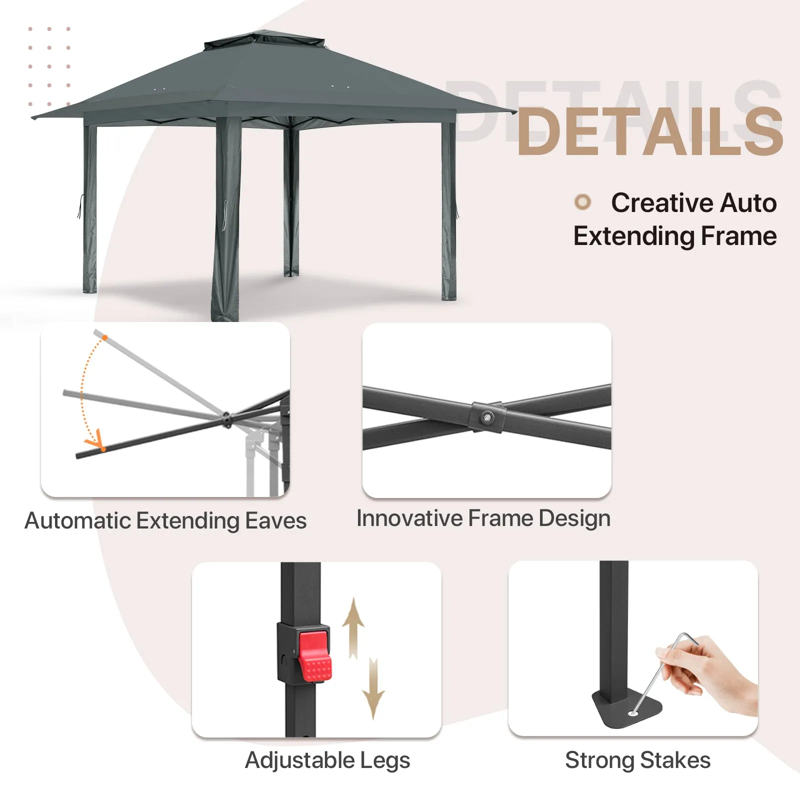 EAGLE PEAK 13x13 Pop Up Gazebo with 4 Wall Panels