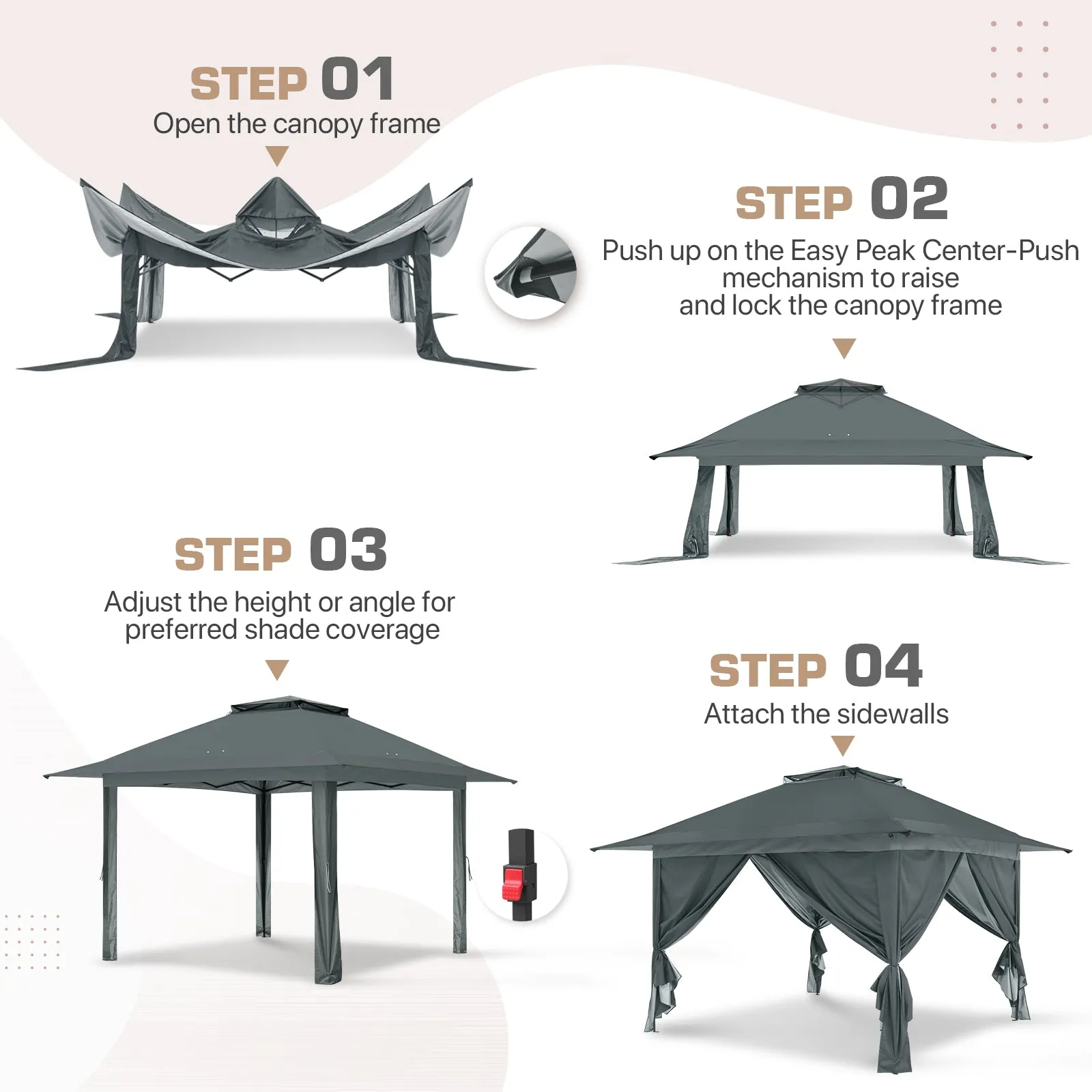 EAGLE PEAK 13x13 Pop Up Gazebo with 4 Wall Panels