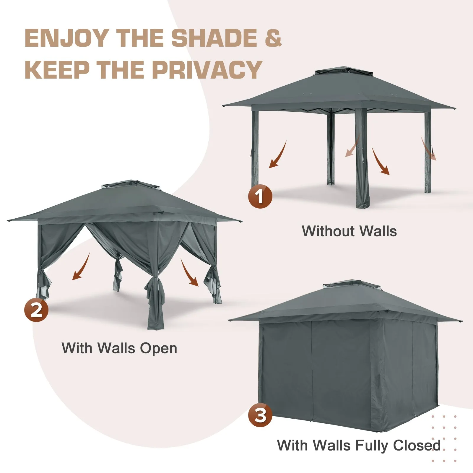 EAGLE PEAK 13x13 Pop Up Gazebo with 4 Wall Panels