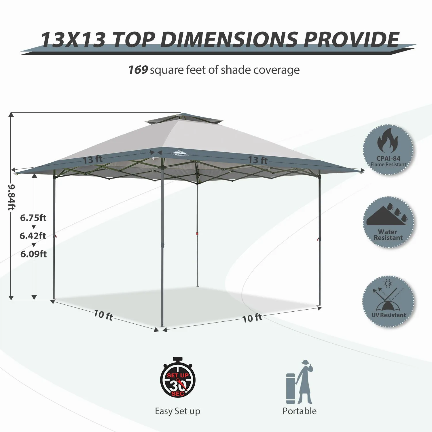 EAGLE PEAK 13x13 Straight Leg Pop Up Canopy Tent