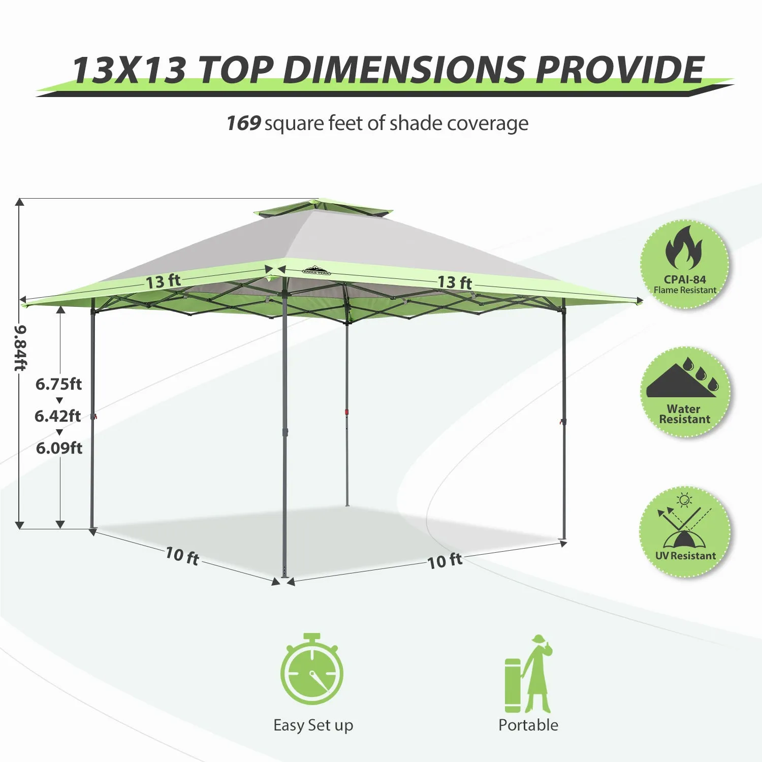 EAGLE PEAK 13x13 Straight Leg Pop Up Canopy Tent