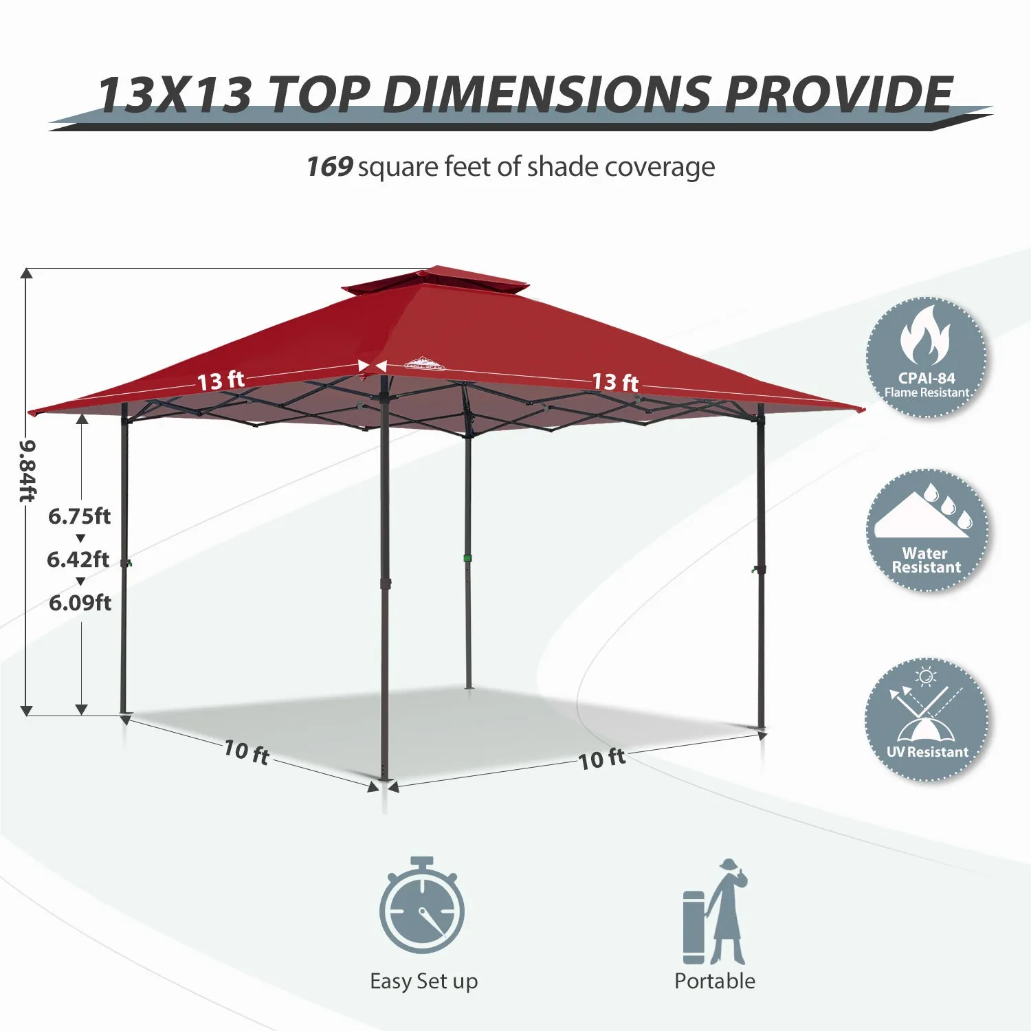 EAGLE PEAK 13x13 Straight Leg Pop Up Canopy Tent