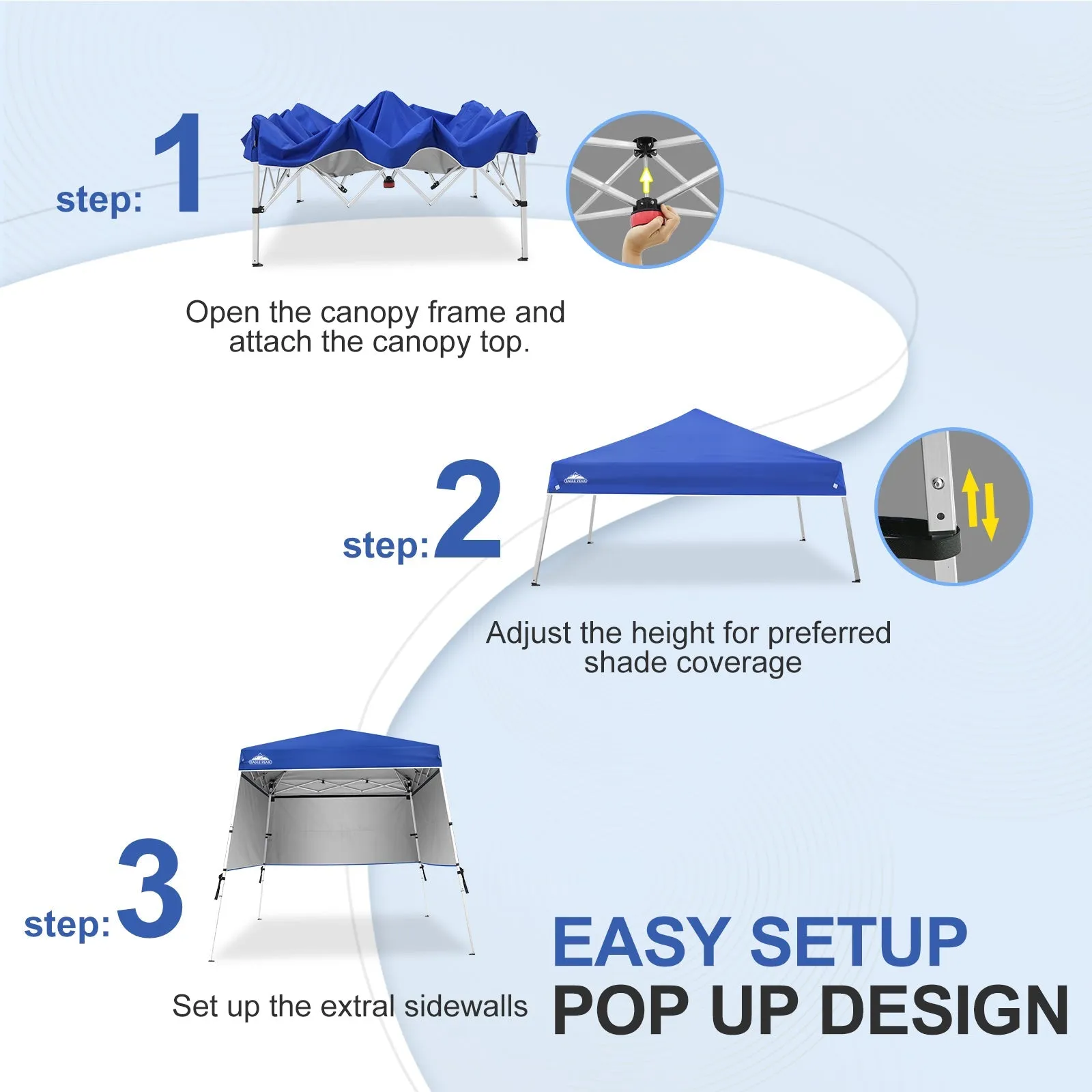 EAGLE PEAK Day Tripper 8x8 Aluminum Super-Lightweight Slant Leg Pop Up Canopy with 3 Removable Walls