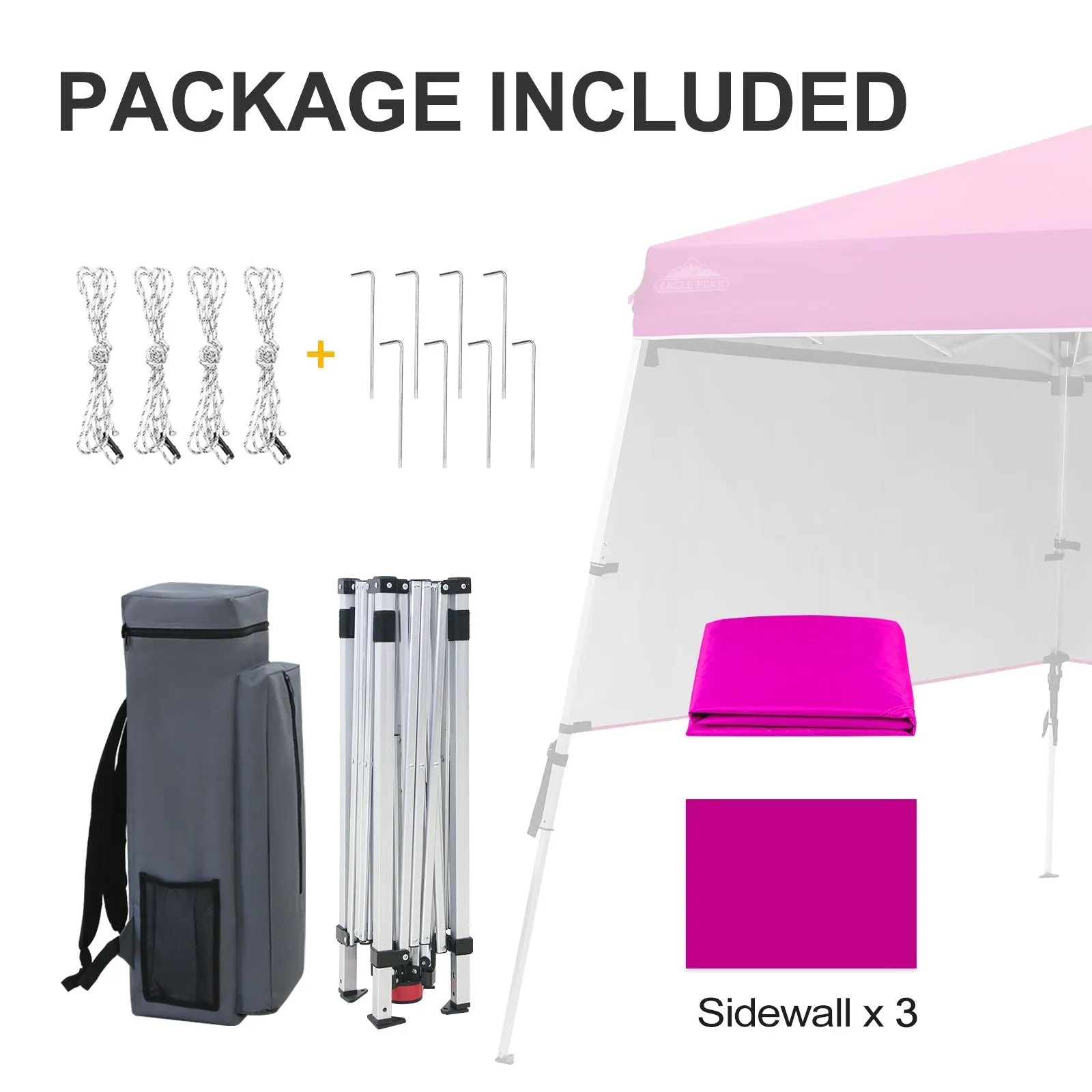 EAGLE PEAK Day Tripper 8x8 Aluminum Super-Lightweight Slant Leg Pop Up Canopy with 3 Removable Walls