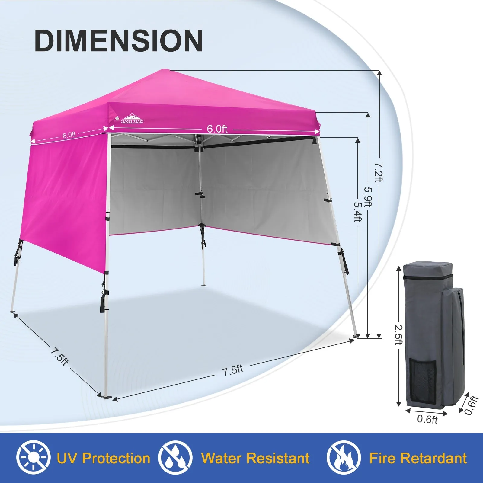 EAGLE PEAK Day Tripper 8x8 Aluminum Super-Lightweight Slant Leg Pop Up Canopy with 3 Removable Walls