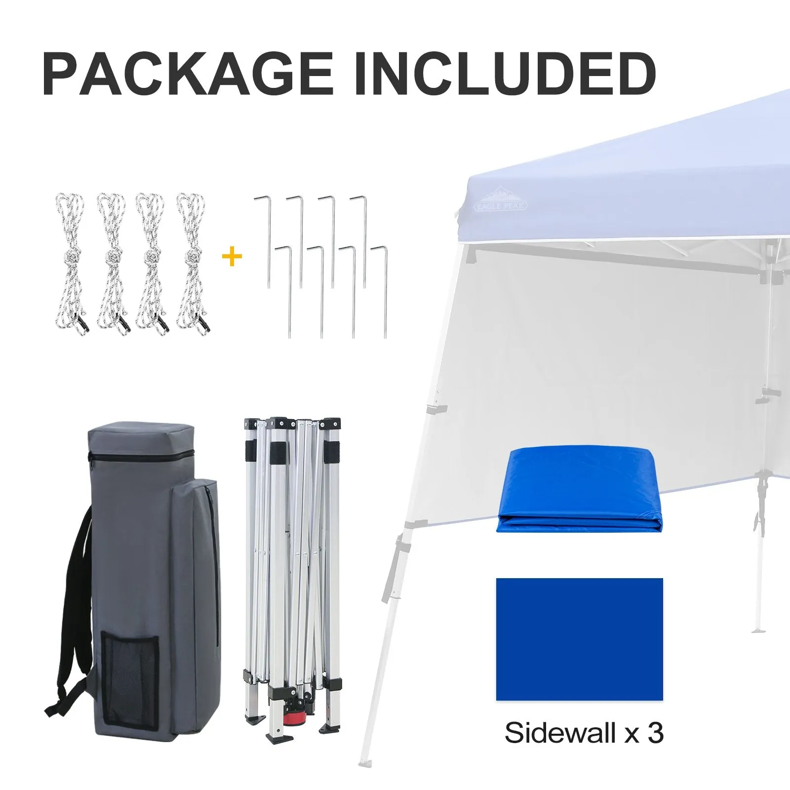 EAGLE PEAK Day Tripper 8x8 Aluminum Super-Lightweight Slant Leg Pop Up Canopy with 3 Removable Walls