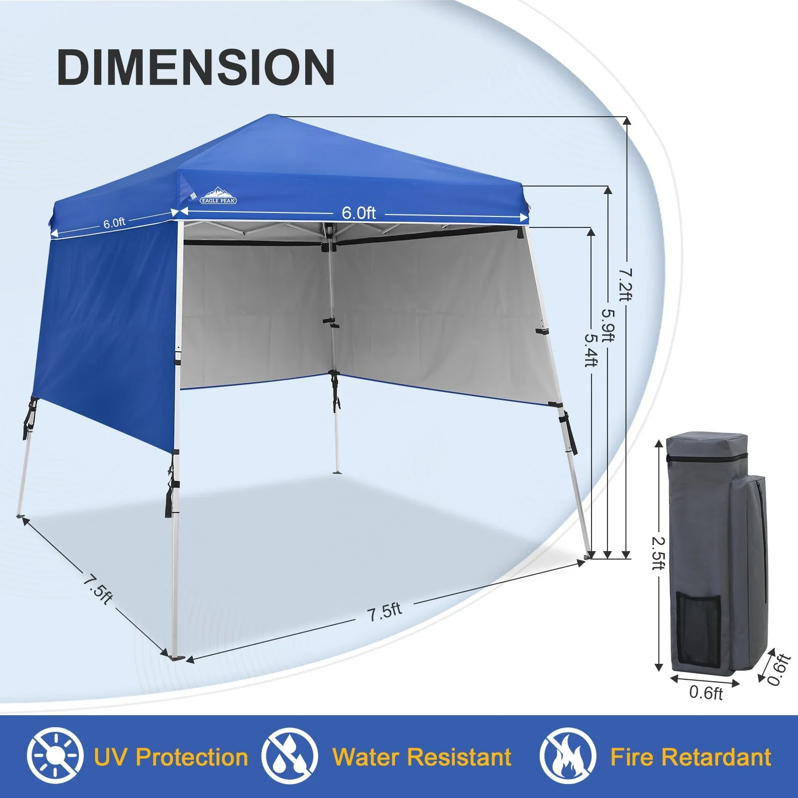 EAGLE PEAK Day Tripper 8x8 Aluminum Super-Lightweight Slant Leg Pop Up Canopy with 3 Removable Walls