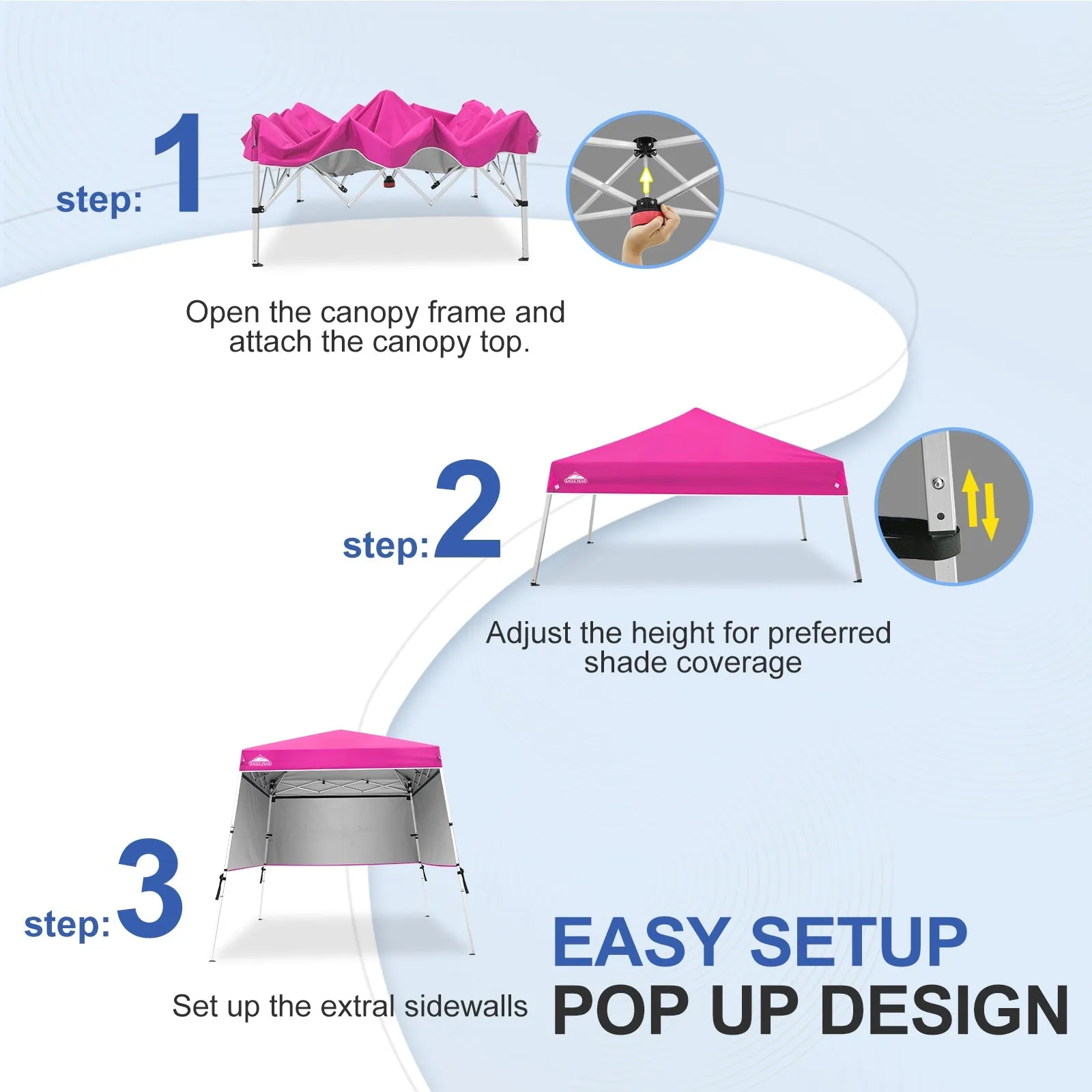 EAGLE PEAK Day Tripper 8x8 Aluminum Super-Lightweight Slant Leg Pop Up Canopy with 3 Removable Walls