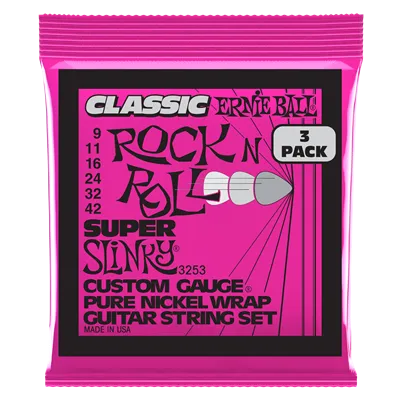 Ernie Ball Super Slinky Classic Rock and Roll 9-42 (3 Set Pack)