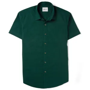 Essential Spread Collar Short Sleeve Casual Shirt - Evergreen Stretch Cotton Poplin