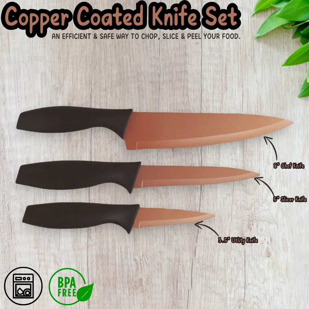 Eternal Copper Coated Knife Set - 3 Essential Kitchen Tools