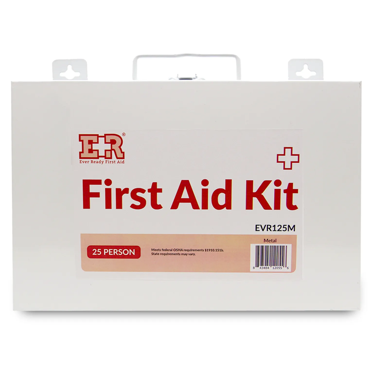 Ever Ready First Aid 107 Piece 25 Person First Aid Kit with Metal Case, OSHA Compliant