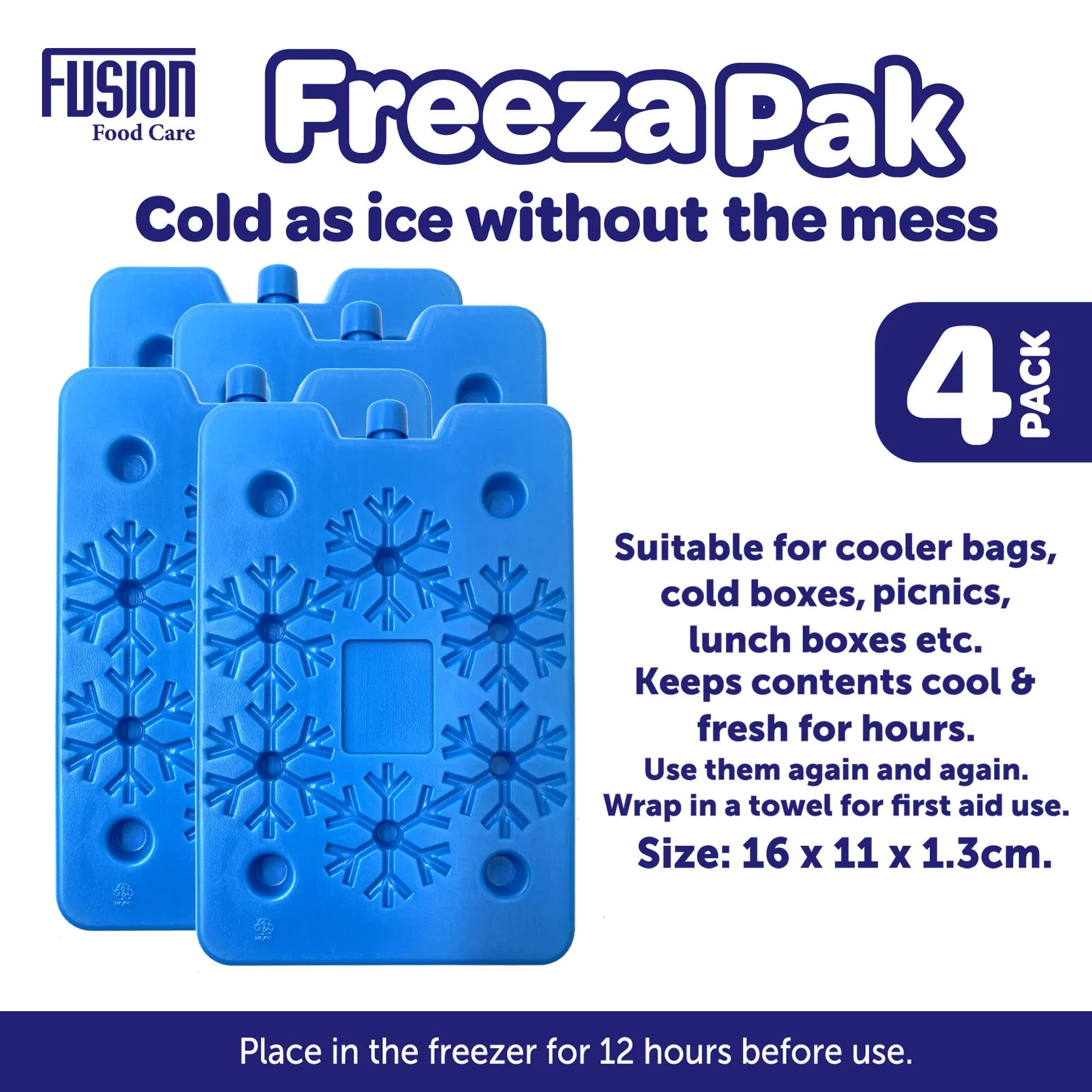 Fusion Food Cool Box Ice Packs Easy Carry Leak Proof Reusable Blocks Suitable for Cooler Bags Cold Boxes Lunch Picnics Outdoor Sports Camping Long Lasting Quick Freeze Slim BPA Free